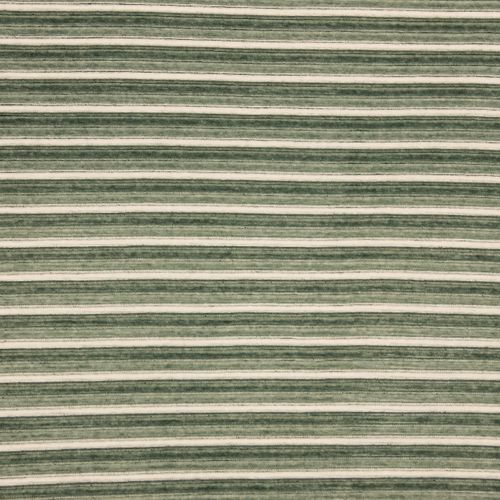 Tricot nicky velours groen met witte strepen in katoen / polyester mengeling